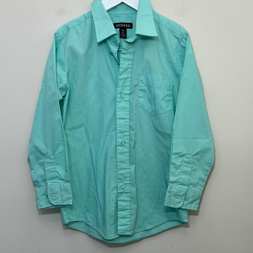George Boys Light Green Long Sleeve Shirt Size 6/7